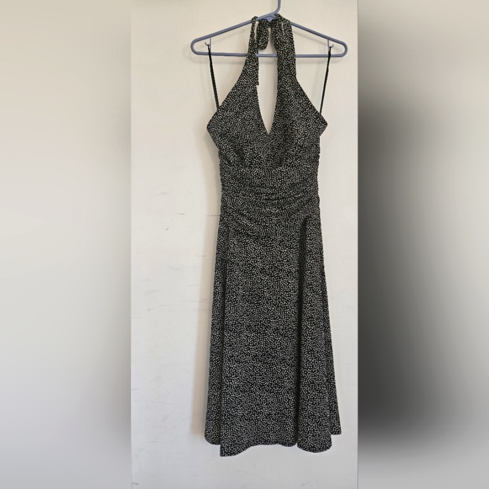 Black Halter dress with white polka dots